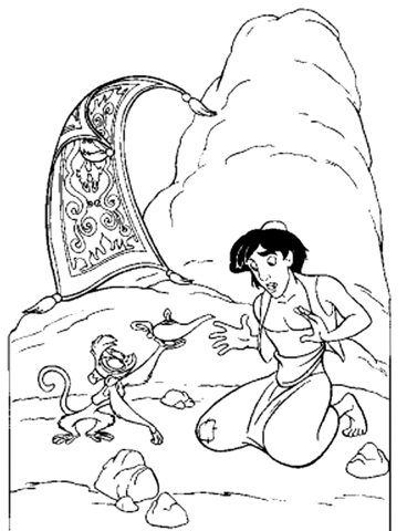 Aladdin Found the magic lamp  Coloring page
