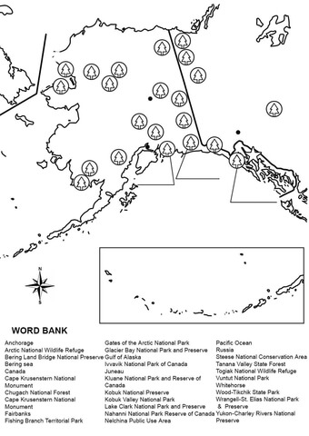 Alaska Map Worksheet Coloring page