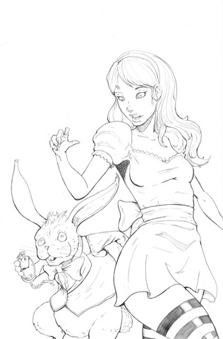 Alice in Wonderland Pin-up Style Coloring page