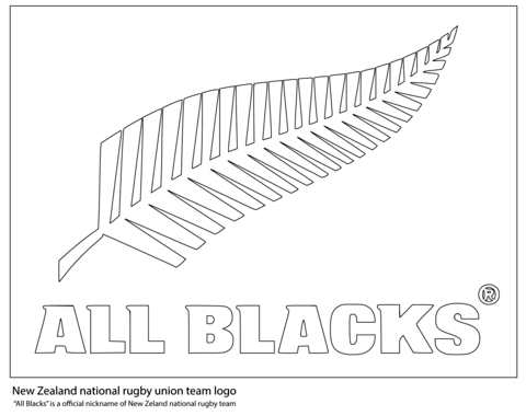 All Blacks - New Zealand Rugby Team Coloring page