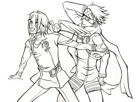 Allen Walker and Lavi from Manga D.Gray-Man  Coloring page