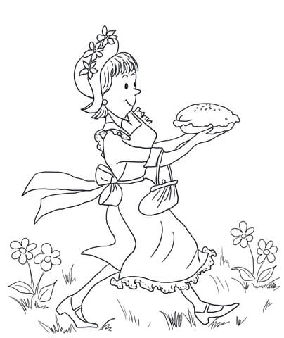 Amelia Bedelia Carrying Lemon Meringue Pie Coloring page