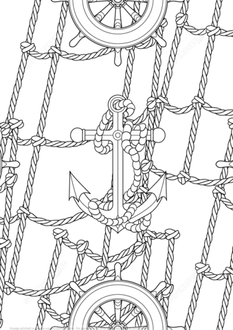 Anchor and Handwheels Pattern Coloring page