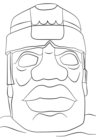 Ancient Olmec Head Coloring page