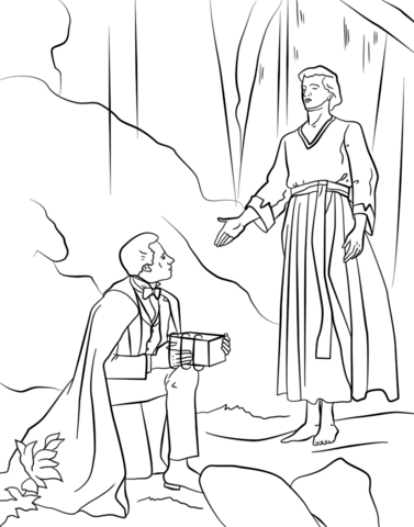 Angel Moroni Gives Plates to Joseph Smith Coloring page