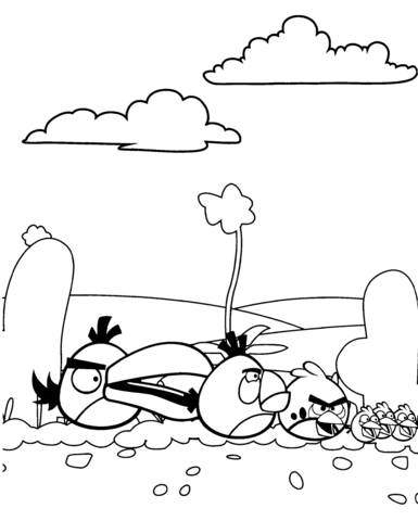 Angry Birds Flock in Desert Coloring page