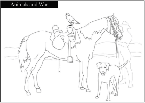 Animals and War Coloring page