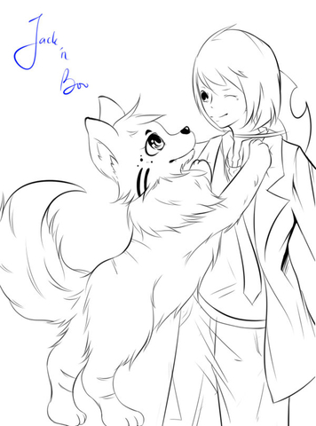Anime Boy with Dog by ZaveKey Coloring page
