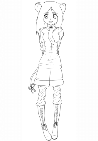 Anime Mouse Girl by Gabriela Gogonea Coloring page