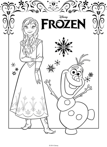 Anna and Olaf Coloring page