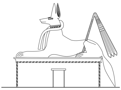 Anubis as a black-coated jackal Coloring page