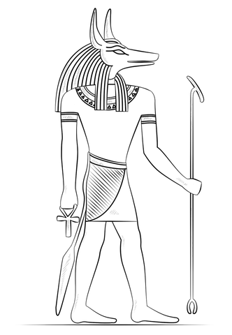Anubis the God of Death Coloring page