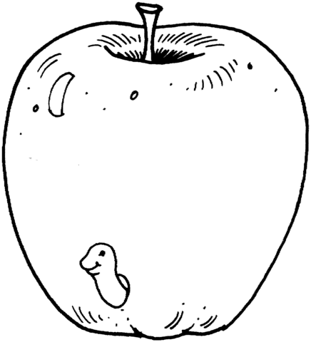 A worm in an apple Coloring page