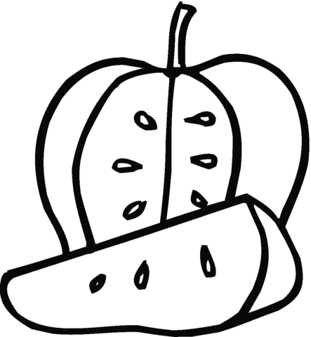 Cut apple  Coloring page