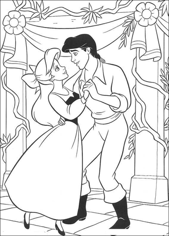 Ariel And Eric Are Dancing  Coloring page