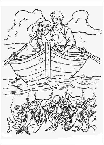 Ariel And Eric Are Sailing Together  Coloring page