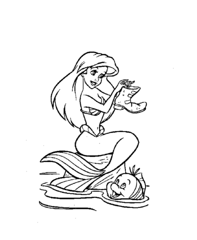 Ariel And Flounder  Coloring page