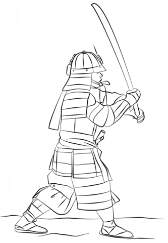 Armored Samurai with Sword Coloring page