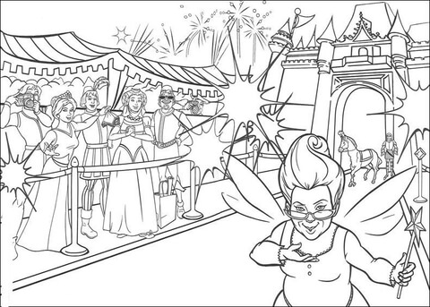 Fairy and the castle Coloring page