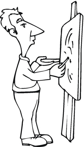 Artist Is Working On Painting  Coloring page