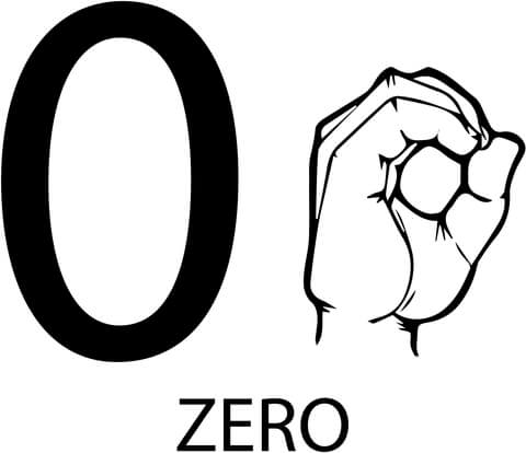 ASL Number Zero Coloring page