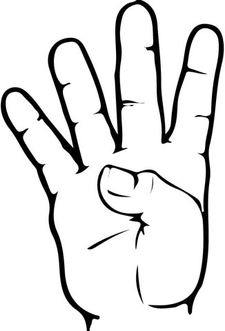 ASL Number 4 Coloring page