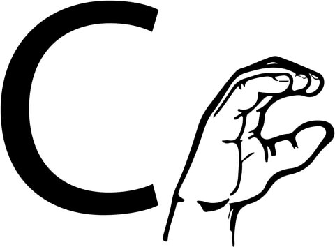 ASL Sign Language Letter C Coloring page