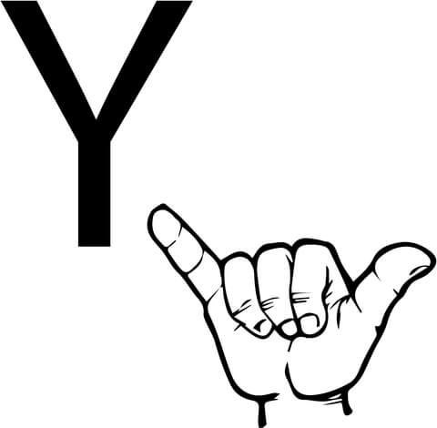 ASL Sign Language Letter Y Coloring page