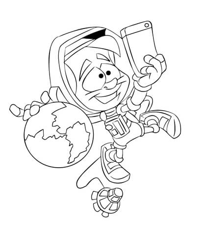 Astronaut Taking a Selfie Coloring page