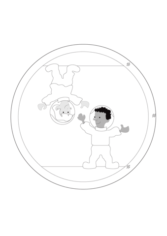 Astronauts Floating in Zero Gravity Coloring page