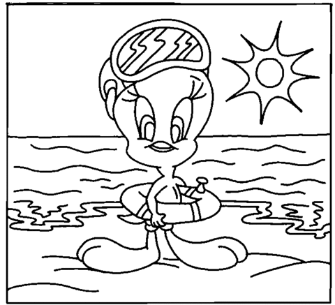 Tweety on Summer Vacation Coloring page