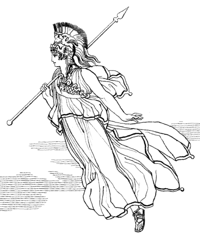 Athena with Spear Coloring page