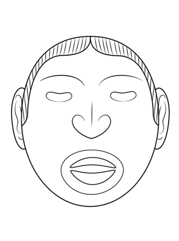 Aztec God Xipe Totec Mask Coloring page