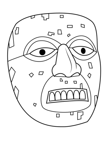 Aztec Mask of Xiuhtecuhtli Coloring page