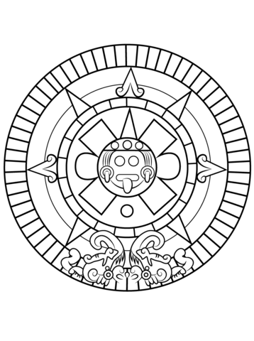 Aztec Sun Stone Coloring page
