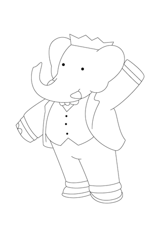Babar the Elephant is Waving at You Coloring page