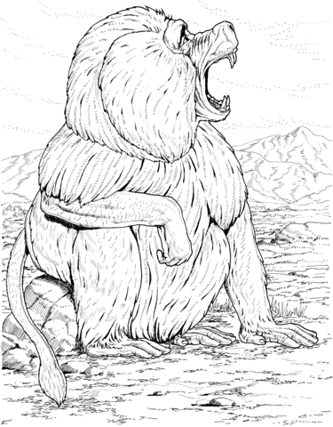 Baboon Growling Coloring page
