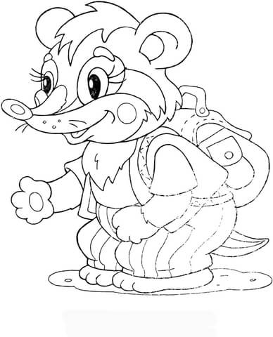 Baby Badger at school Coloring page