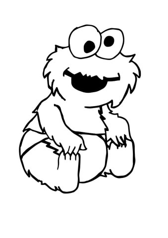 Baby Cookie Monster Sitting Coloring page