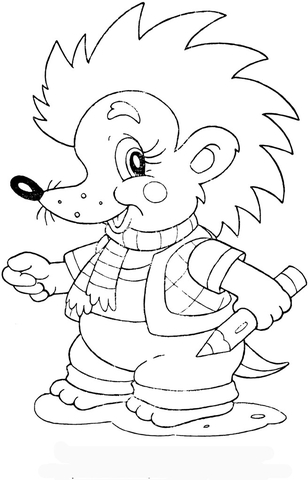 Baby Hedgehog at school Coloring page