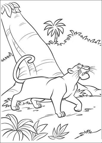 Bagheera Is Walking In The Forest  Coloring page