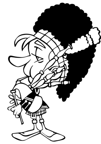 Bagpipe Scottish Soldier Coloring page