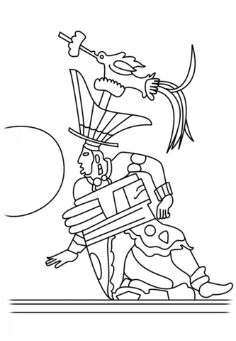 Ballplayer Drawing from Maya Vase Coloring page