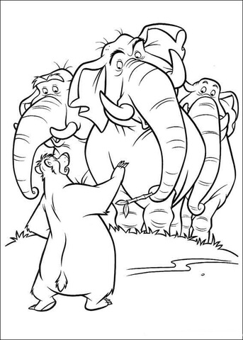Baloo And The Elephant  Coloring page