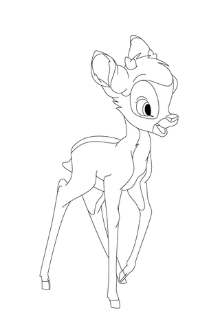 Bambi Is Walking And Is Very Happy Coloring page