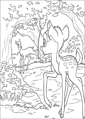 Bambi Meets His Mom  Coloring page