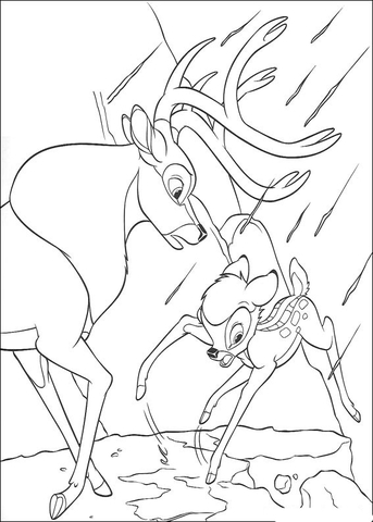 Bambi Tries To Jump Away Coloring page