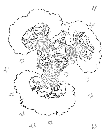 Baobab Trees Planet Coloring page