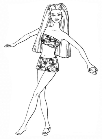 Barbie in a swimsuit Coloring page