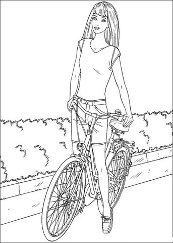 Barbie on a bike Coloring page